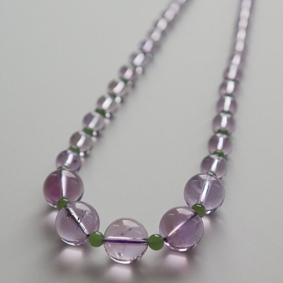Handmade Natural Crystal Necklace | Amethyst 💜 & Jade 💚 - Picture 1 of 4